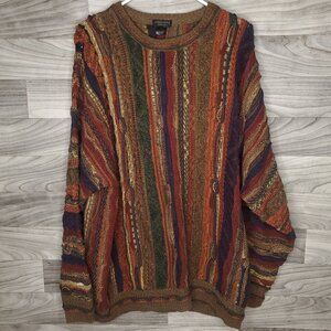 Vintage Cellini Sweater Size XL Coogi Style Textured Cosby 3D Knit Color